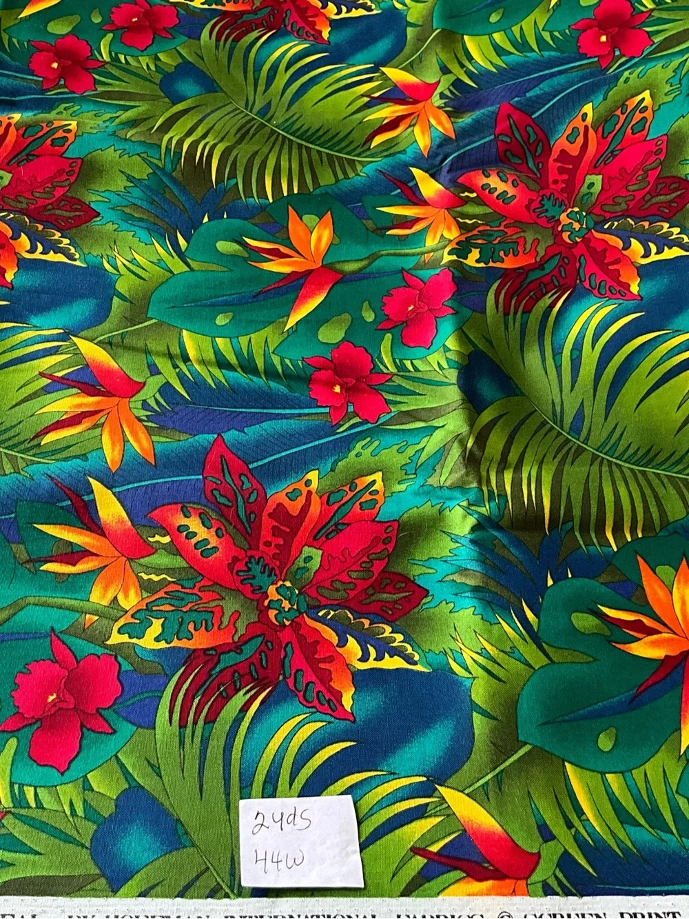 Hoffman Hawaiian Fabric Print Sewing Quilting Crafts Vibrant Colors Green Orange